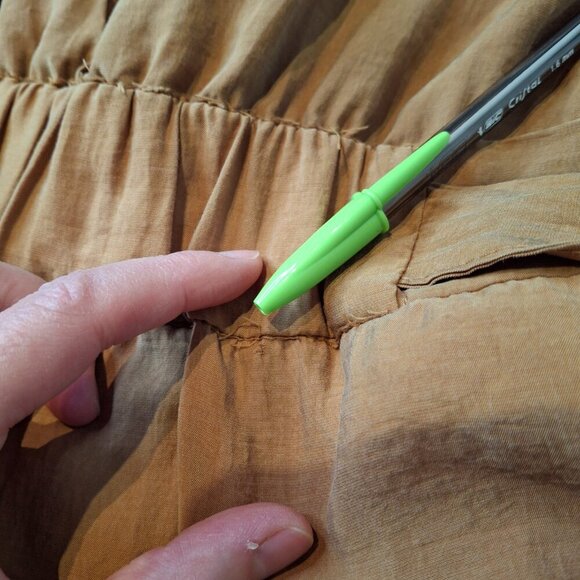 Zara Tie Waist Mini Dress Sz M Elastic Waist Safari Minimalist Neutral Boho - Picture 16 of 16